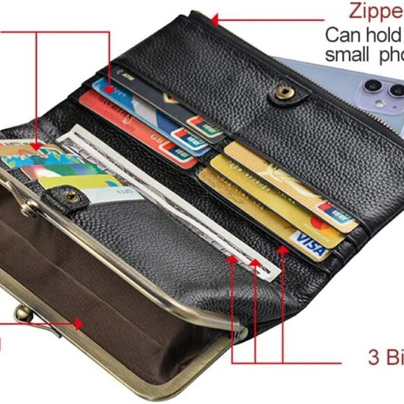 Soft Leather Wallets for Women Compact Bifold RFID Clutch Wallet Ladies Coin Pur - Picture 5 of 8